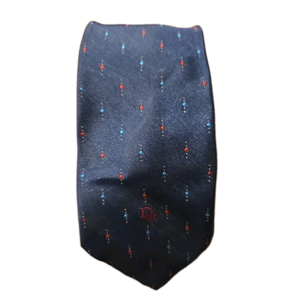 Christian Dior Vintage Men's Necktie Classic Blue/Red & Blue Dots Dior Insignia